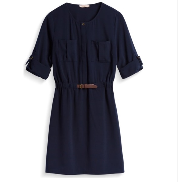 Skies Are Blue - Delaine Belted Blue Shirt Dress - Picture 1 of 11